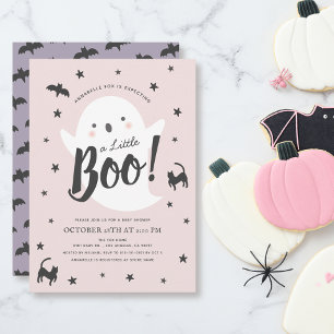 Invitación Un pequeño fantasma, Chica rosado de Halloween, Ba