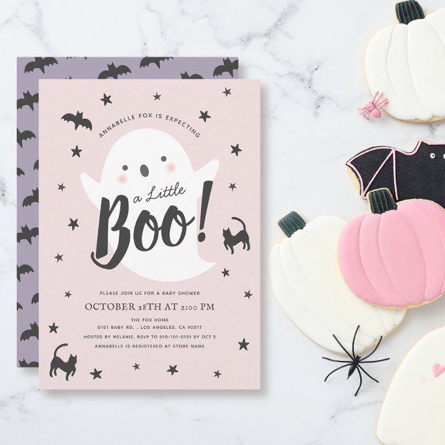 Invitación Un pequeño fantasma, Chica rosado de Halloween, Ba (Subido por el creador)