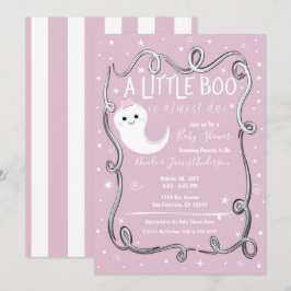 Invitación Un pequeño fantasma de Boo rosa Baby Shower de Hal