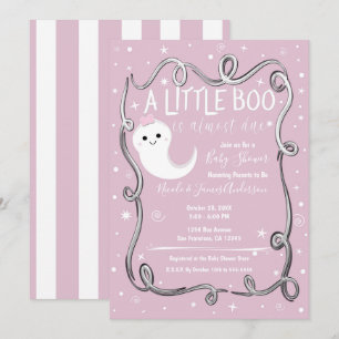 Invitación Un pequeño fantasma de Boo rosa Baby Shower de Hal