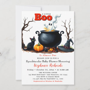 Invitación Un pequeño fantasma de Halloween Fantasma Cauldron