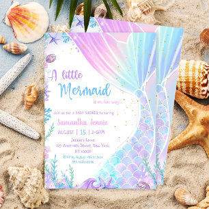 Invitación Un pequeño Fiesta de Baby Shower de Sirena