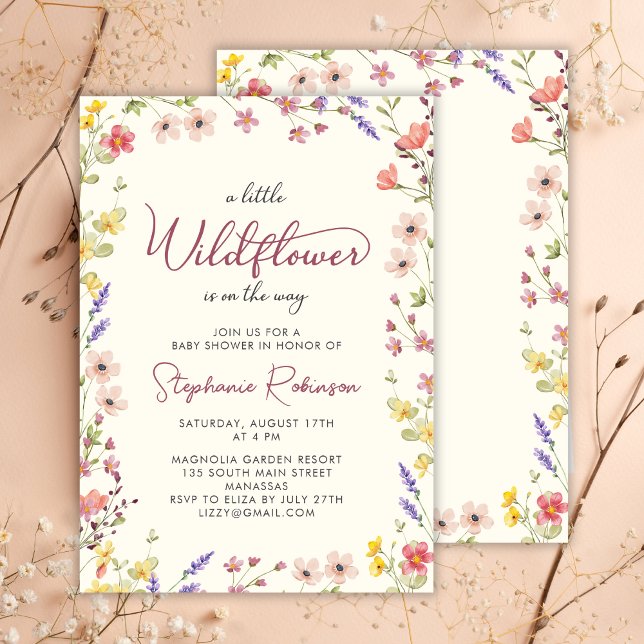Invitación Un Pequeño Flor Silvestre En Camino De Boho Baby S (Subido por el creador)