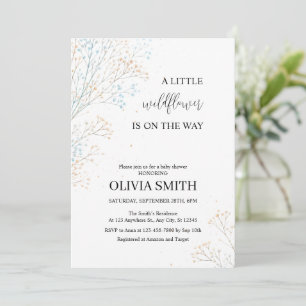 Invitación Un Pequeño Flor Silvestre Está En Camino, Baby Sho