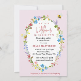Invitación Un Pequeño Flor Silvestre Está En Camino De Baby S
