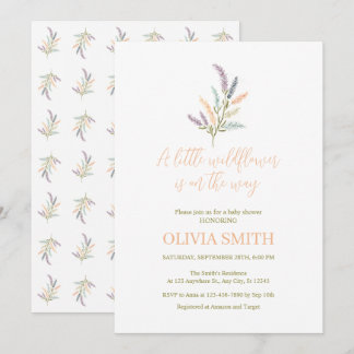 Invitación Un Pequeño Flor Silvestre Está En Camino De Baby S