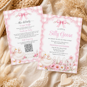 Invitación Un pequeño ganso rosa tonto en una sola ducha de b