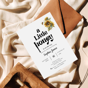 Invitación Un pequeño girasol acuarela de bebé con miel