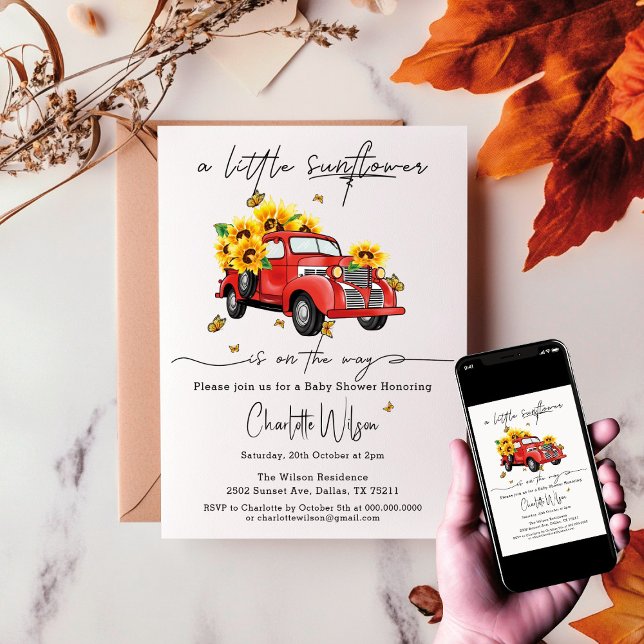 Invitación Un Pequeño Girasol Está En Camino De Baby Shower (Subido por el creador)