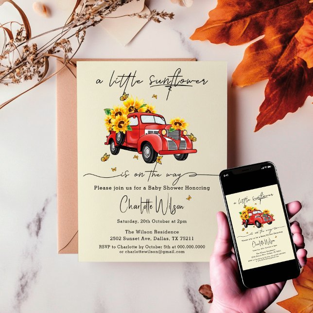 Invitación Un Pequeño Girasol Está En Camino De Baby Shower (Subido por el creador)