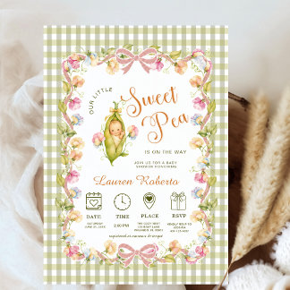 Invitación Un pequeño guisante dulce está en camino de gingha