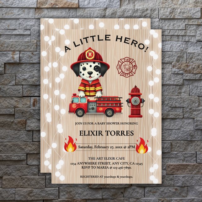 Invitación Un pequeño héroe de un camión de pimienta Baby Sho (Subido por el creador)