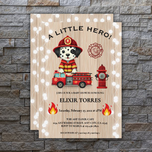 Invitación Un pequeño héroe de un camión de pimienta Baby Sho
