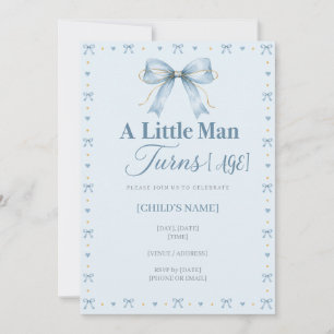 Invitación Un pequeño hombre se vuelve azul polvoriento lazo 