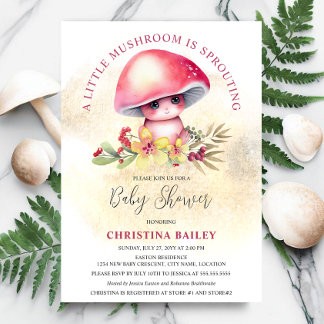 Invitación Un pequeño hongo está brotando en Baby Shower