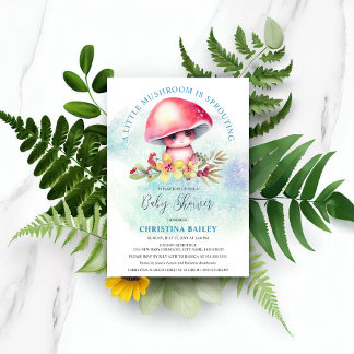 Invitación Un pequeño hongo está brotando en Baby Shower
