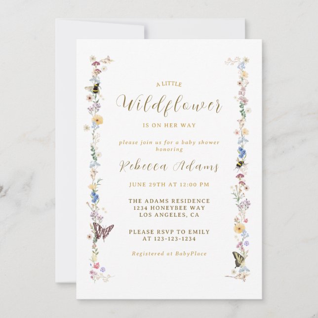 Invitación Un pequeño jardín de flores silvestres Boho Chica  (Anverso)