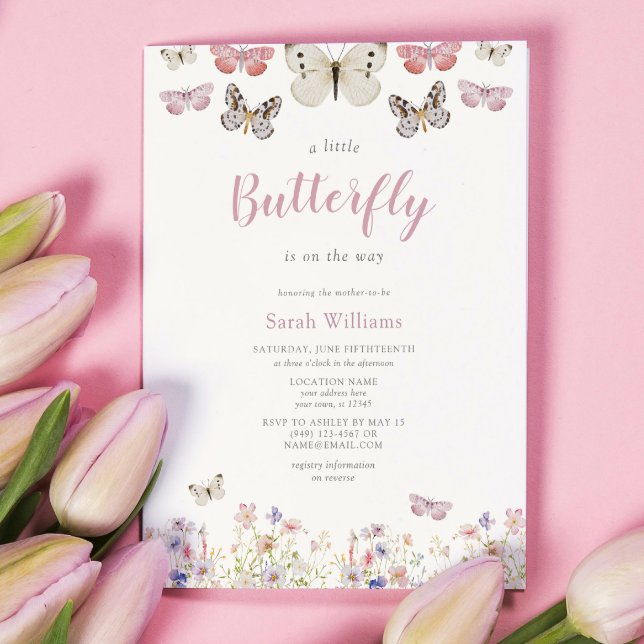Invitación Un pequeño jardín de flores silvestres de mariposa (Flutter by to celebrate new beginnings!)