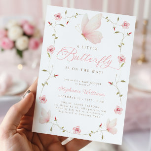Invitación Un pequeño jardín floral de mariposas Baby Shower