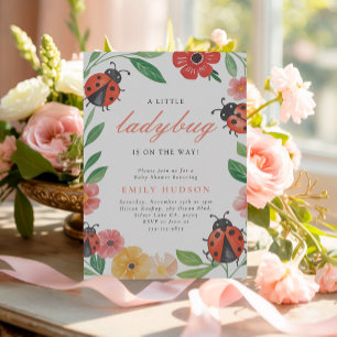 Invitación Un Pequeño Ladybug Está En Camino De Baby Shower