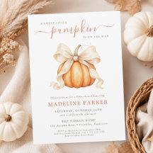 Un pequeño lazo de calabaza para baby shower de gé