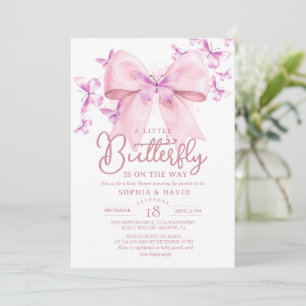 Invitación Un pequeño lazo de mariposa Baby Shower