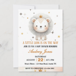 Invitación Un Pequeño León Está En Camino De La Baby Shower B