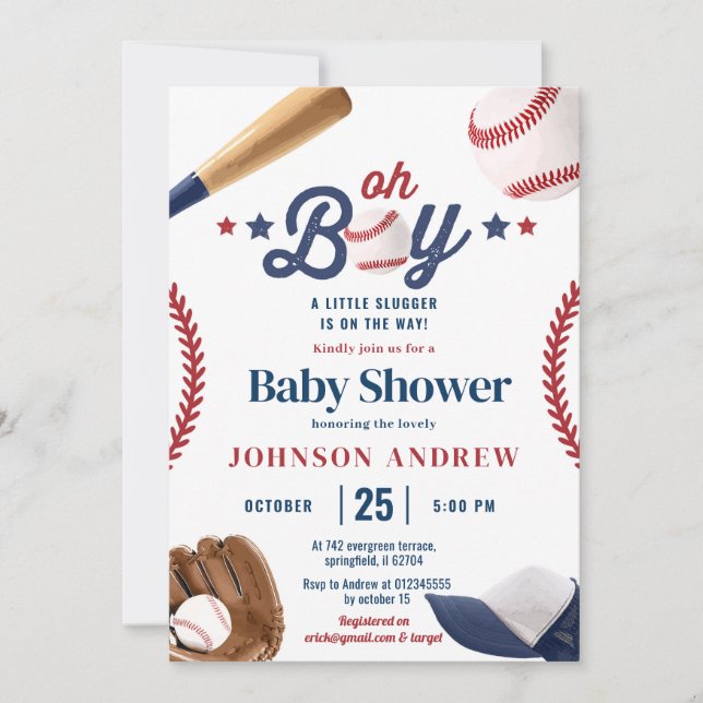 Invitación Un Pequeño Lugre De Béisbol Simple En El Camino (Anverso)