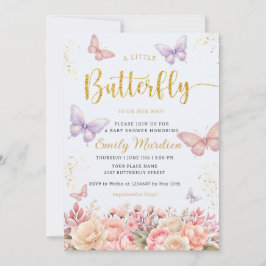 Invitación Un pequeño mariposa Boho chica floral ducha bebé I