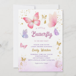 Invitación Un pequeño mariposa lindo Boho Chica rosa Baby Sho