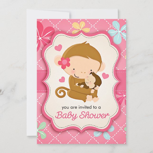Invitación Un pequeño mono de Baby Shower (Anverso)
