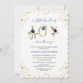 Invitación Un Pequeño Montón De Joy Blue Floral Boy Baby Show