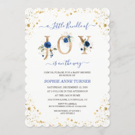 Invitación Un Pequeño Montón De Joy Blue Floral Boy Baby Show