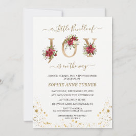 Invitación Un Pequeño Montón De Joy Poinsettia Gold Baby Show