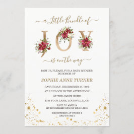 Invitación Un Pequeño Montón De Joy Poinsettia Gold Baby Show