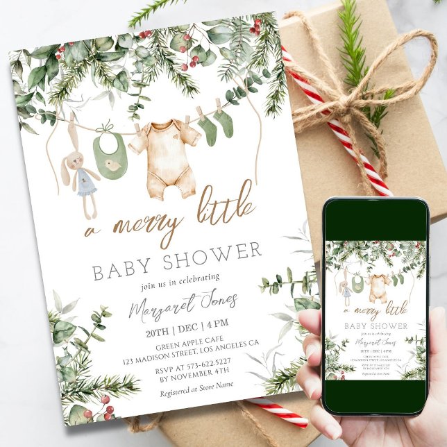 Invitación Un pequeño moro | Boho Winter Boy Baby Shower (Subido por el creador)