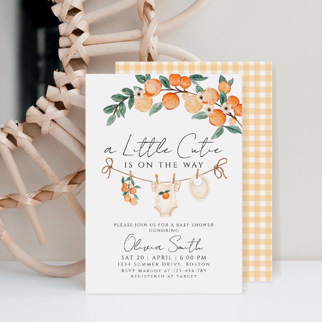 Invitación Un pequeño Naranja cordial Gingham Citrus Baby Sho (Subido por el creador)