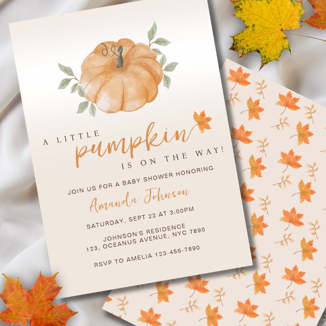 Invitación Un pequeño Naranja de calabaza otoño cae en Baby S (Subido por el creador)