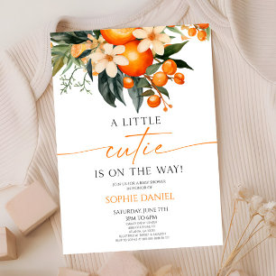 Invitación Un pequeño Naranja de Citrus Floral Baby Shower