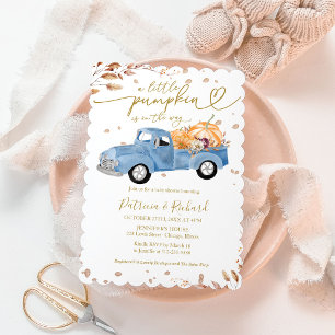 Invitación Un pequeño niño calabacín ducha azul camión