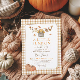 Invitación Un pequeño niño calabaza Baby Shower Gingham