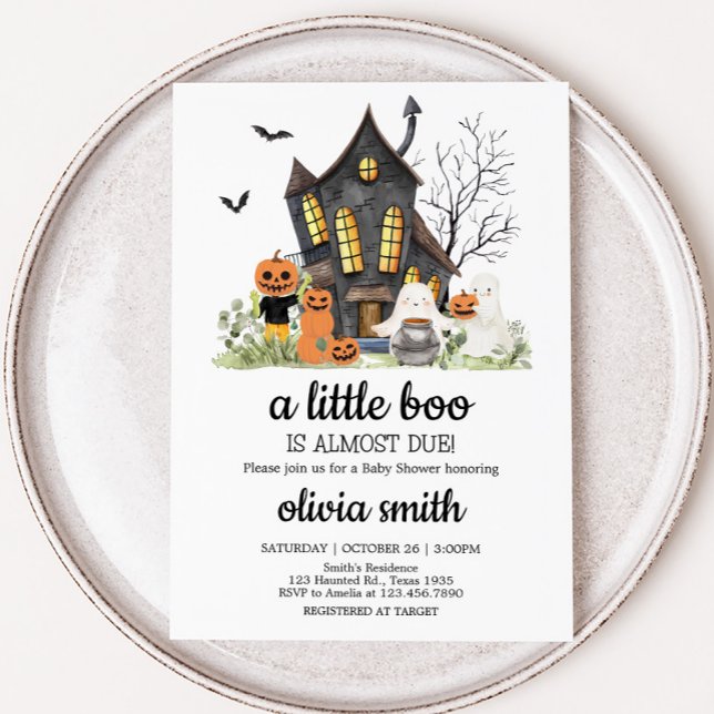 Invitación Un pequeño novio embrujó Baby Shower de Halloween (A Little Boo Halloween Baby Shower Invitation)