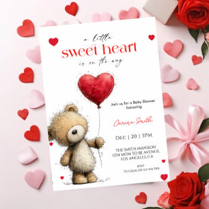 Invitación Un pequeño osito de San Valentín Baby Shower