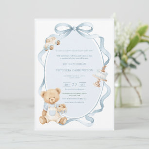 Invitación Un pequeño oso azul caballero bebé