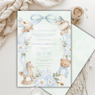 Invitación Un pequeño oso azul caballero bebé 