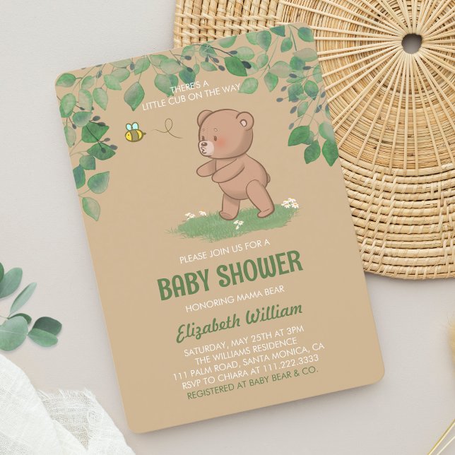 Invitación Un Pequeño Oso En El Camino De Baby Shower (Unique and cute bear themed baby shower)