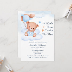 Invitación Un pequeño oso está en camino código QR personaliz