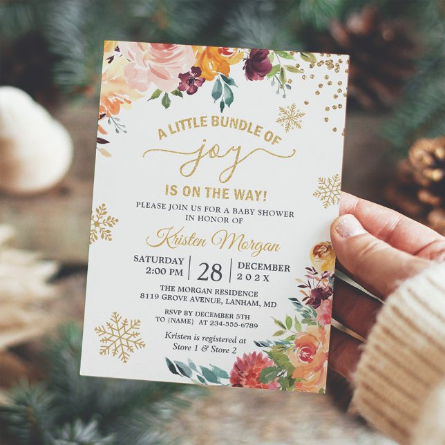 Invitación Un pequeño paquete de alegre Baby Shower floral de (Subido por el creador)