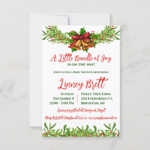 Invitación Un pequeño paquete de alegría de feriado Wreath Ba