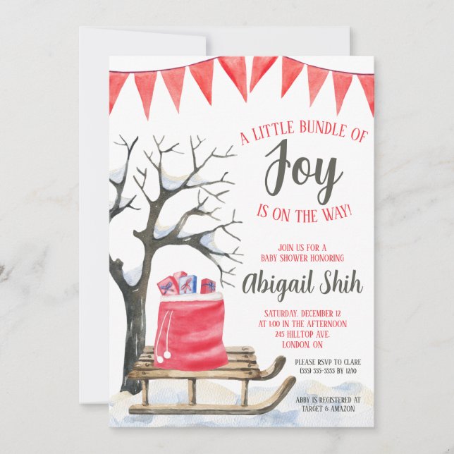 Invitación Un pequeño paquete de alegría está en camino a Bab (Anverso)